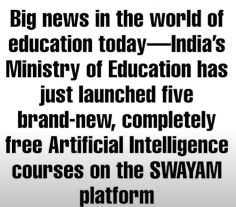 Govt Launches 5 Free AI Courses on SWAYAM | Learn AI with Python, Cricket Analytics & More!