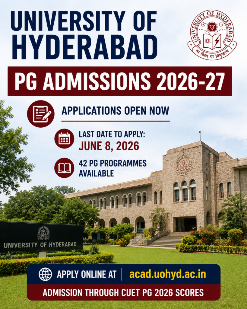 🎓 University of Hyderabad Opens PG Admissions for 2026-27
